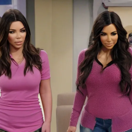 Image similar to Icarly with kim kardashian as Carly, 8k full HD photo, cinematic lighting, anatomically correct, oscar award winning, action filled, correct eye placement,