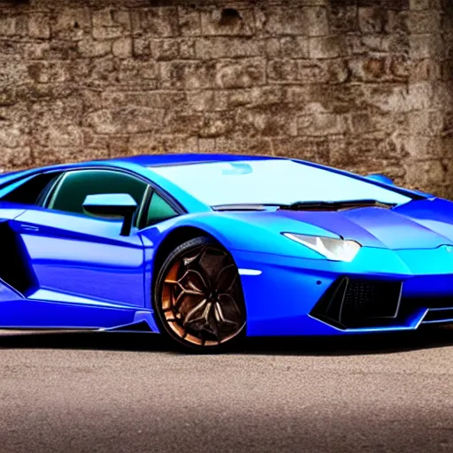 Prompt: a Lamborghini Aventador parked in a medieval fantasy setting with magic, confused villagers stare at Lamborghini Aventador