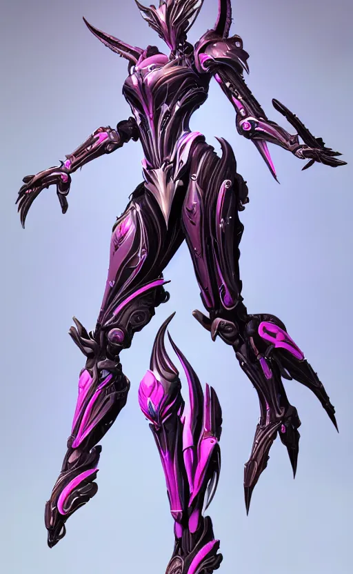 Image similar to extremely detailed goddess shot, front shot, low shot, of a beautiful saryn warframe, that's a giant beautiful stunning anthropomorphic robot female dragon with metal cat ears, standing elegantly on a mountain, detailed sharp robot dragon claws, robot dragon feet, streamlined pink armor, thick smooth warframe thighs, long elegant tail, detailed warframe fanart, destiny fanart, high quality digital art, giantess art, furry art, 3D realistic, warframe art, Destiny art, furaffinity, DeviantArt, artstation, 8k HD, octane render