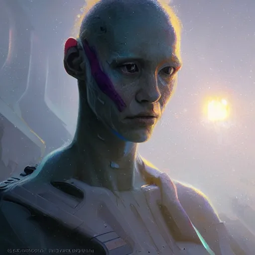 Image similar to portrait of an alien space survivor, Matte painting , detailed painting, greg rutkowski