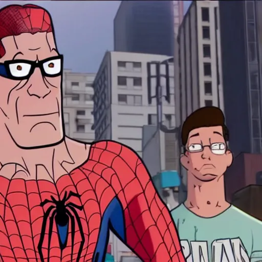 Image similar to hank hill in spider man enter the spider - verse, epic, extreme detail, soft focus, cinematic,