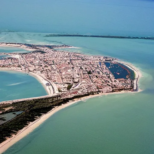 Prompt: Île de Ré viewed from a plane or a boat