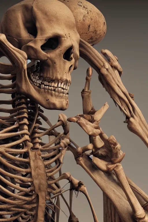 Prompt: reasting skeleton, ultra realistic, concept art, intricate details, highly detailed, photorealistic, octane render, 8 k