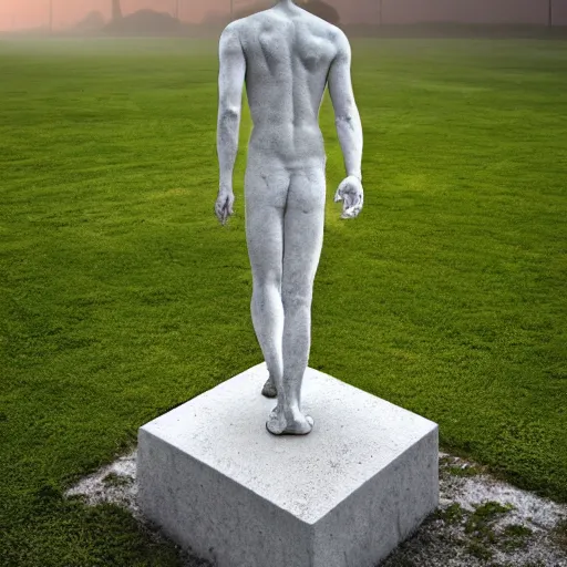 Image similar to A computer art. A rip in spacetime. Did this device in his hand open a portal to another dimension or reality?! marble statue by Gregory Crewdson, by David Burdeny energetic, shadowy