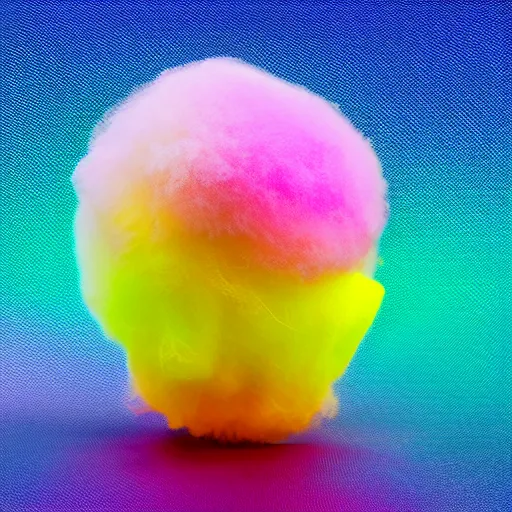 Prompt: cotton Candy grenade, centered, product shot, airy, iridescent lighting, gradient background