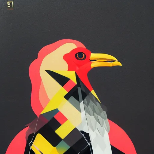 Image similar to majestic black chicken, royal bird, profile picture by Sachin Teng, asymmetrical, Organic Painting , Matte Painting, geometric shapes, hard edges, graffiti, street art:2 by Sachin Teng:4