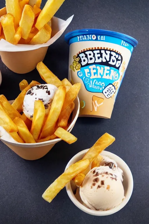 Image similar to french fries flavoured ben and jerry's ice cream, ice cream with pieces of french fries