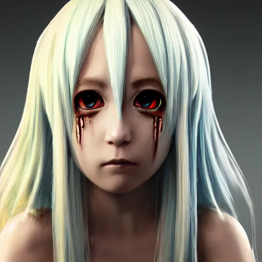Image similar to a portrait of rimuru tempest from tensei shitara slime datta ken, a beautiful young face, horror, haunted, ultra realistic, fully clothed, intricate details, highly detailed, 8 k, photorealistic, octane render, in the style of cosplay