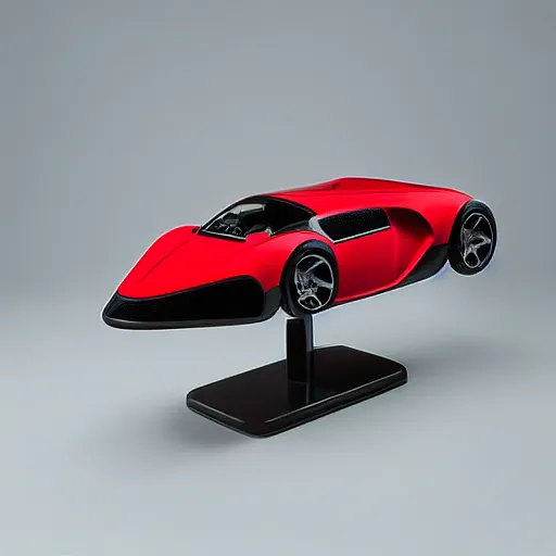 Image similar to “Red Bugatti hover car, 35 mm product photo”