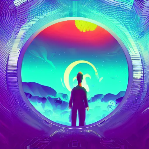 Prompt: futuristic beautiful album cover design by pi - slices and kidmograph, beautiful digital illustration