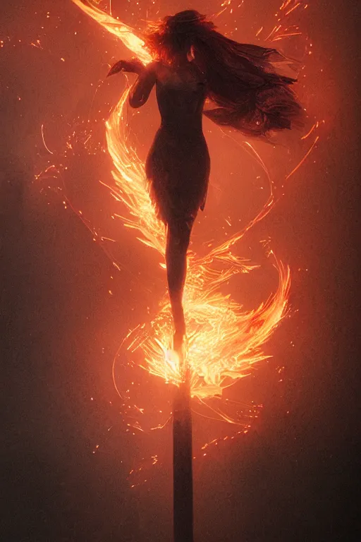 Image similar to fire dancer in the wind by artgem and greg rutkowski, light cone, reimagined by industrial light and magic