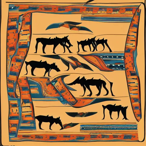 Image similar to Horses on the plains in Navajo art style