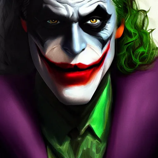 Image similar to the Batman with the joker makeup, digital painting, amazing detail, artstation, cgsociety