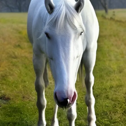 Image similar to a photo of a beautiful white horse with long curly hair