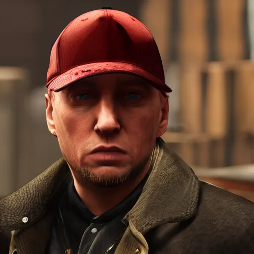 Image similar to Eminem in red dead redemption 2 4k detail