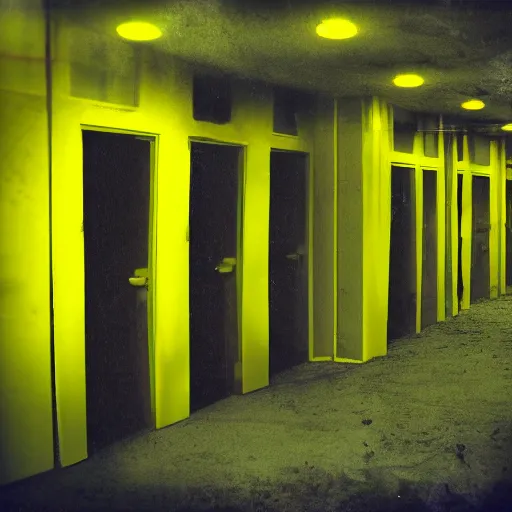 Image similar to a liminal space photo of the backrooms, very scary, liminal space, found footage, yellow