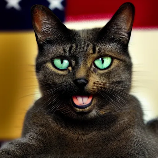 Prompt: photo of a cat president of usa