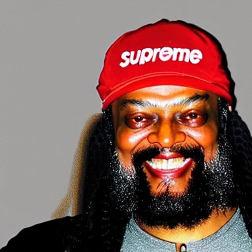 Prompt: osho wearing a supreme cap and smiling with grillz