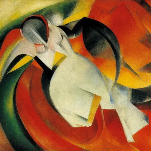 Image similar to bride falls over, oil painting by franz marc