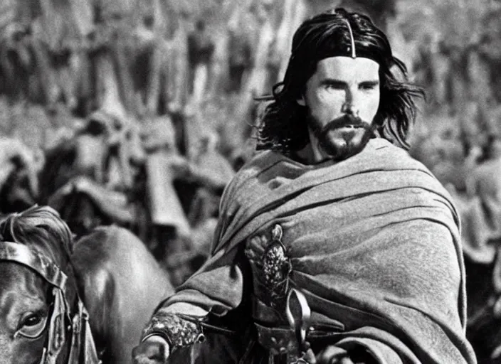 Image similar to film still of Christian Bale as Judah Ben-Hur in Ben Hur 1959