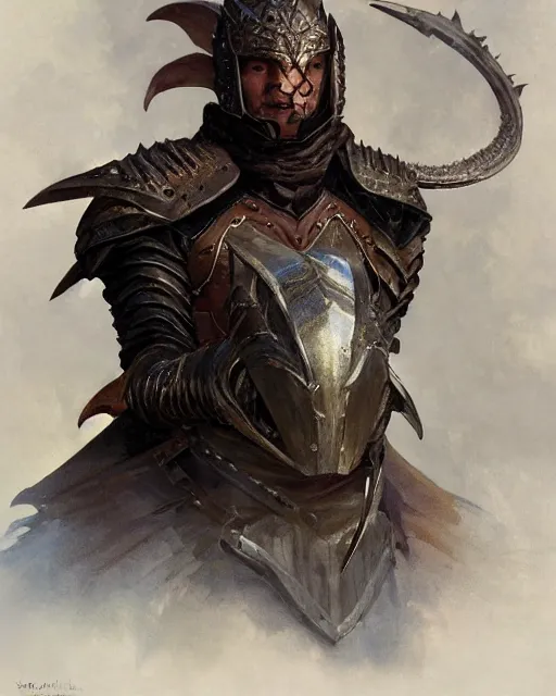 Prompt: '' Face portrait of a dragon adventurer with a leather armor holding a big sword getting ready for battle, d&d, fantasy, high detail, digital painting, artstation, concept art, sharp focus, illustration, art by greg rutkowski and alphonse mucha ''