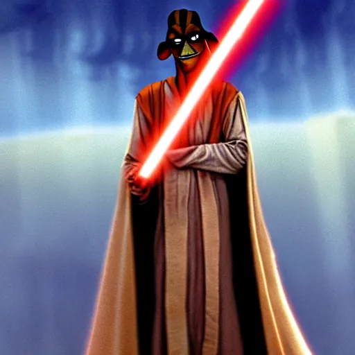 Image similar to Jar Jar Binks as a sithlord in heaven, photo