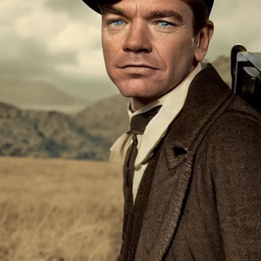 Prompt: film still of ewan mcgregor as clark gable in gone with wing, gameplay, 8 k, hd