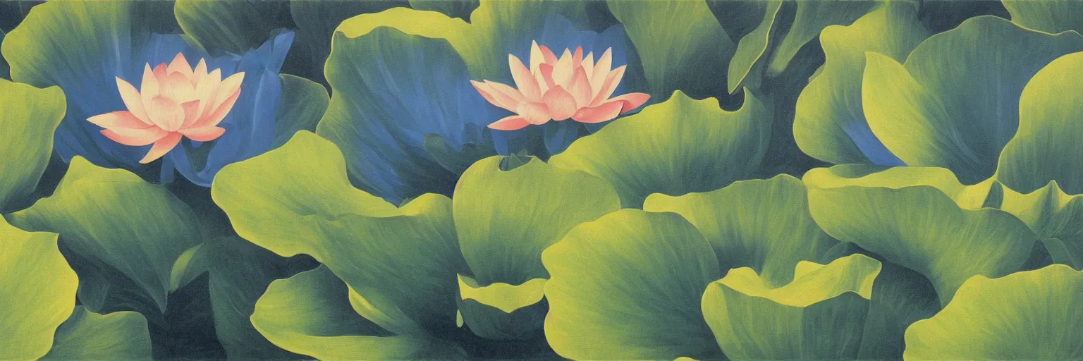 Image similar to blue lotus flower painting magritte