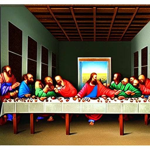 Image similar to a photo of the last supper, highly detailed photorealistic