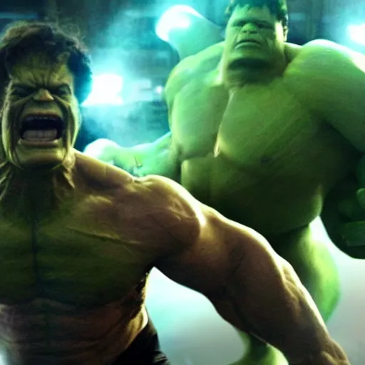 Image similar to a still of tobias funke as the hulk in the avengers ( 2 0 1 2 )