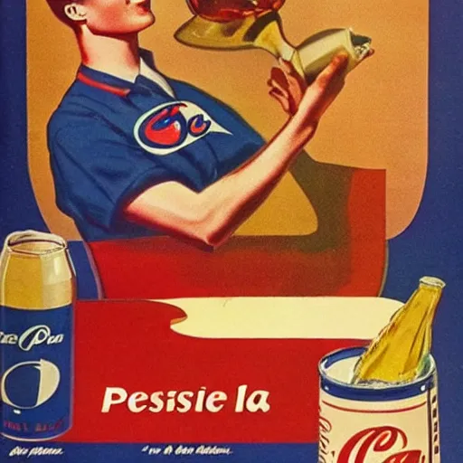 Image similar to pepsi cola poster. 1950.