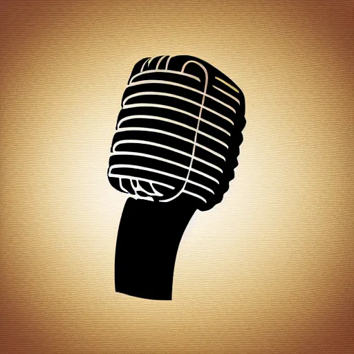 Image similar to iconic vector logo illustration of a microphone line art, bold