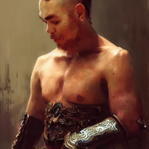 Image similar to the young warrior by ruan jia, portrait