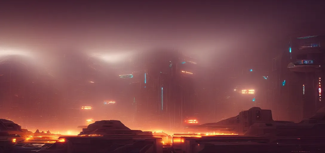 Image similar to view from the desert ground night galaxy of futuristic mechanical blade runner cubes cyberpunk architecture, light rays, symmetry, cinematic lighting, ultra detailed, sharp, ambient occlusion, bloom, raytracing, by greg rutowski, paul chadeisson and jessica rossier