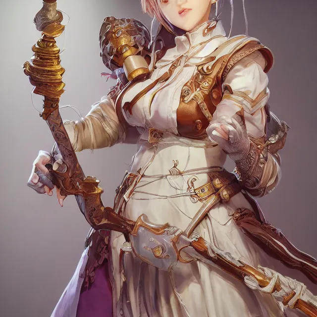 Image similar to studio portrait of neutral good colorful female cleric bard healer as absurdly beautiful, elegant, young skinny gravure idol, ultrafine realistic illustration by kim jung gi, irakli nadar, intricate linework, sharp focus, bright colors, octopath traveler, final fantasy, unreal engine highly rendered, global illumination, radiant light, intricate environment