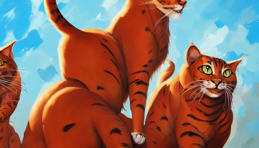 Prompt: highly detailed painting of really tall cats by greg tocchini, thick brush strokes and visible paint layers, 4 k resolution