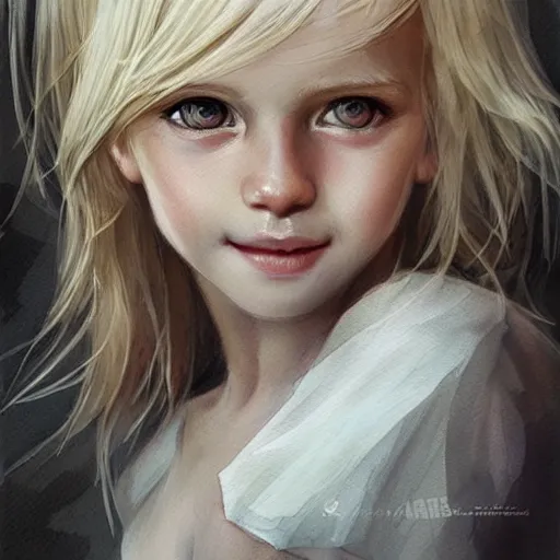 Image similar to young boy, blonde hair, happy eyes, smile, gorgeous, amazing, delicate, elegant, intricate, highly detailed, watercolor, portrait, artstation, concept art, sharp focus, illustration, art by charlie bowater and Ross tran