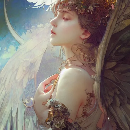 Image similar to beautiful angelic seductive fairy, fantasy, intricate, cinematic lighting, highly detailed, digital painting, artstation, smooth, sharp focus, illustration, art by Akihiko Yoshida, Greg Rutkowski and Alphonse Mucha, by Pixar