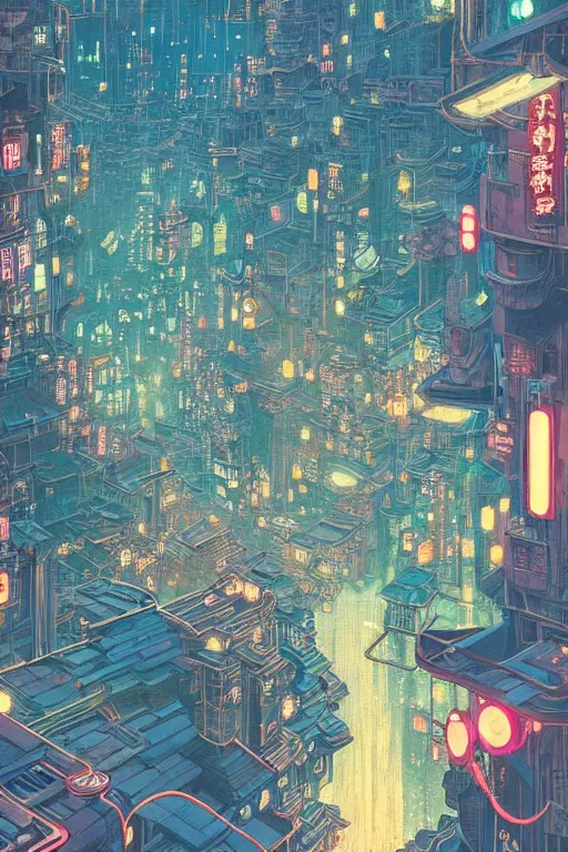 Image similar to a beautiful hyperdetailed matte illustration victo ngai cyberpunk style of absolutely beautiful cyberpunk town, from china, perfectly shaded, atmospheric lighting, style of studio ghibli, makoto shinkai, raphael lacoste, louis comfort tiffany, artgerm, james jean, ross tran, chinese style