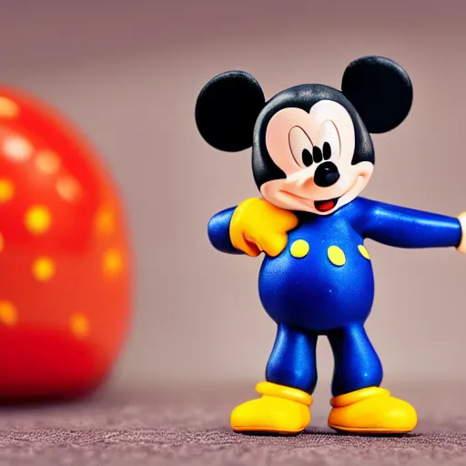 Prompt: obese mickey mouse happy meal toy, product photo, macro, dof, masterpiece