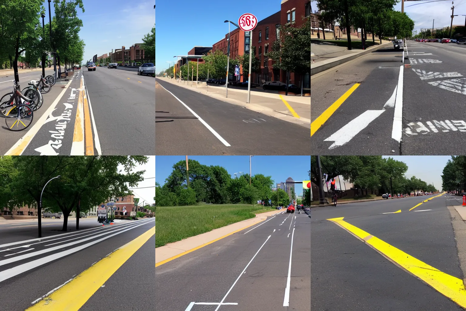 Prompt: seperated and protected bike lane in st. louis