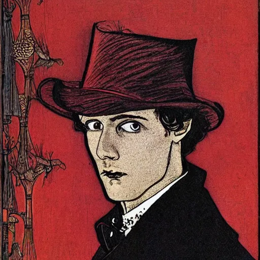 Prompt: sherlock holmes portrait, harry clarke,