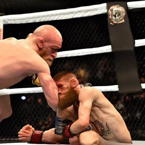 Image similar to gollum wrestling with conor mcgregor