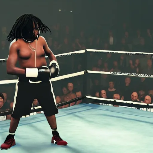 Image similar to chief keef in a boxing ring 4 k quality super realistic