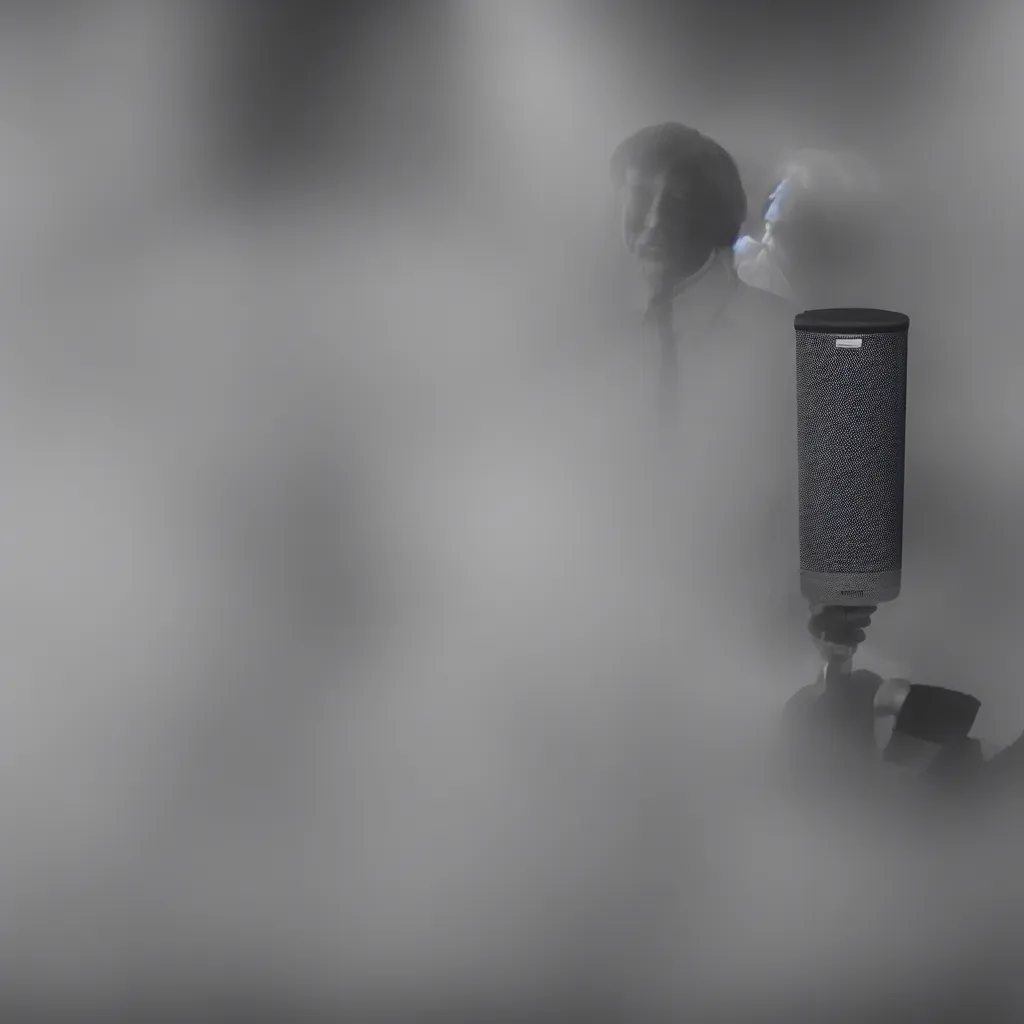 Prompt: A speaker who moves words in a foggy office, corporate portrait, close-up, sigma 85mm, f 1/4, ultra detailed