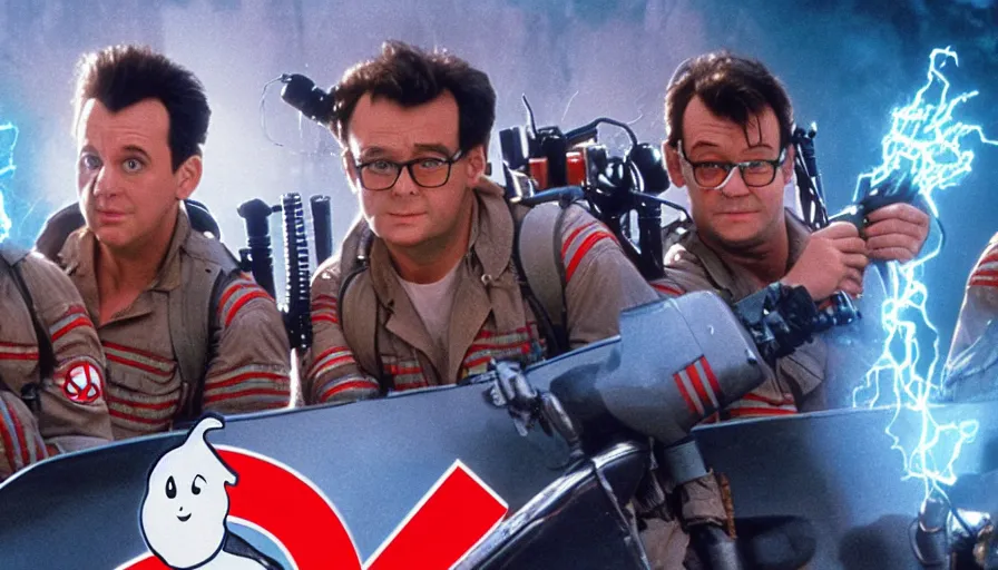 Prompt: big budget movie with ghostbusters monsters.