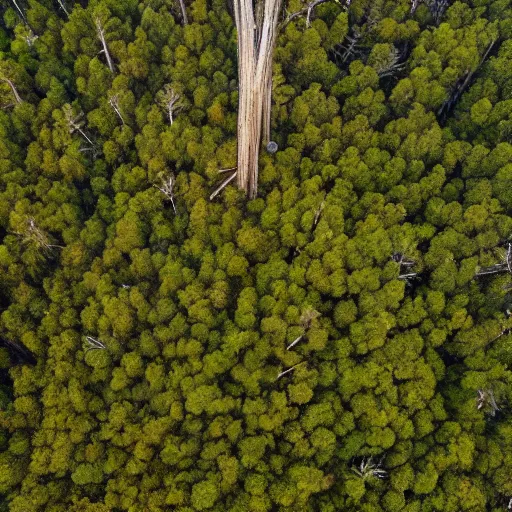 Prompt: aerial photo of the tallest tree in the world