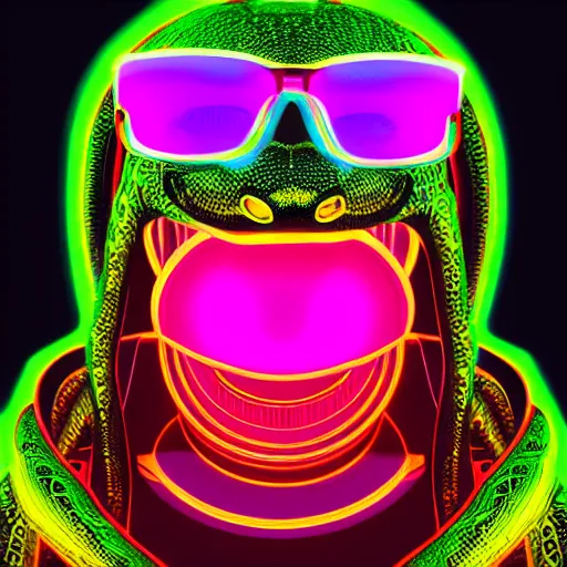 Prompt: green python snake head in hoodie, portrait, vaporwave, synthwave, neon, vector graphics, cinematic, volumetric lighting, f 8 aperture, cinematic eastman 5 3 8 4 film, photorealistic