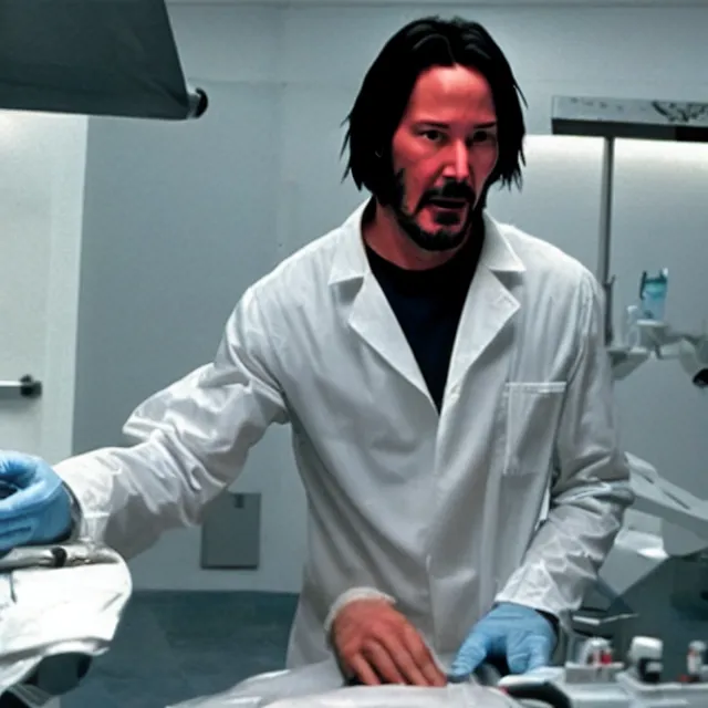 Image similar to keanu reeves preforming surgery