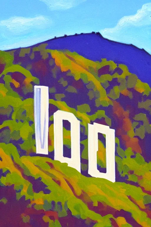 Image similar to painting of the hollywood sign